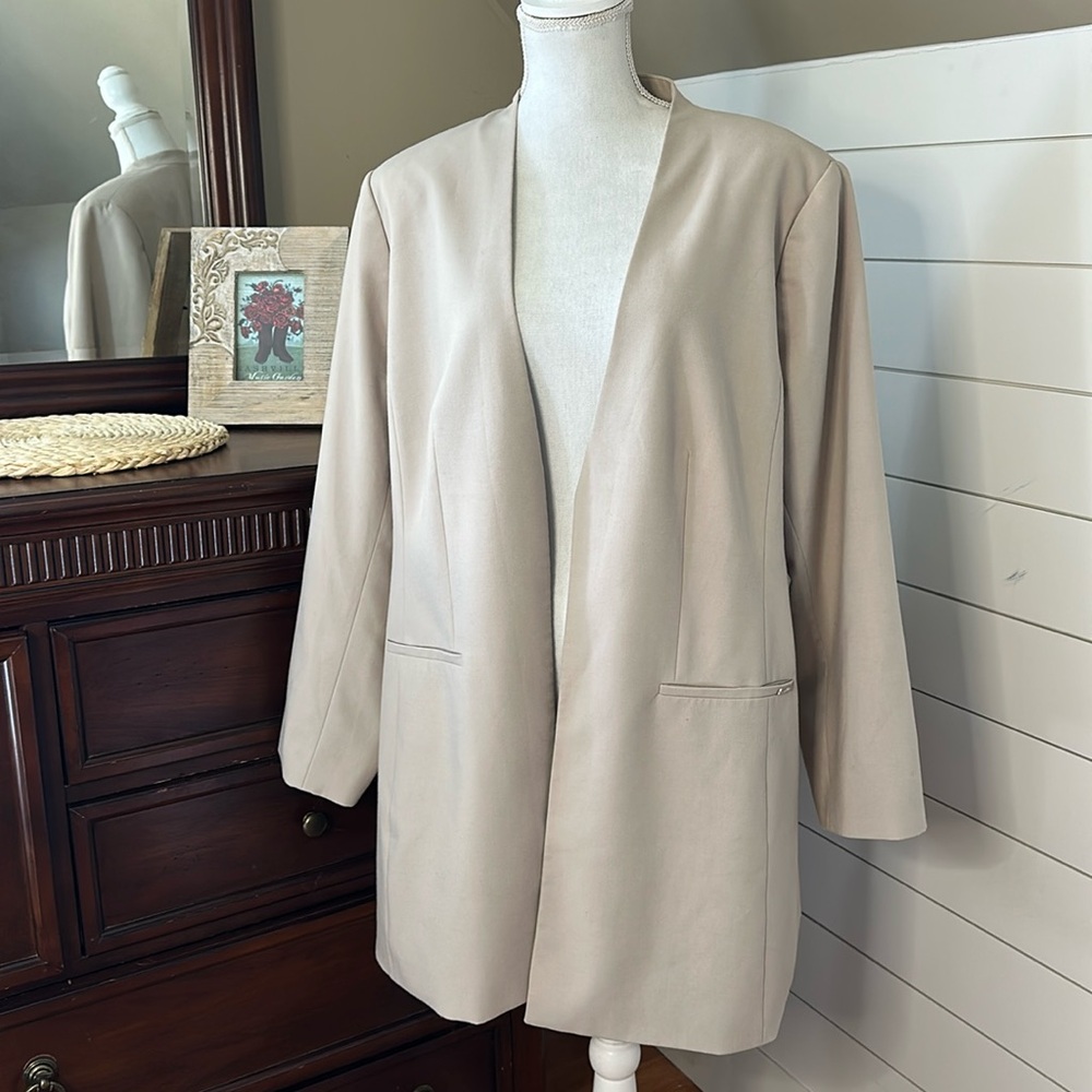 Calvin Klein Light Beige Open Front Blazer